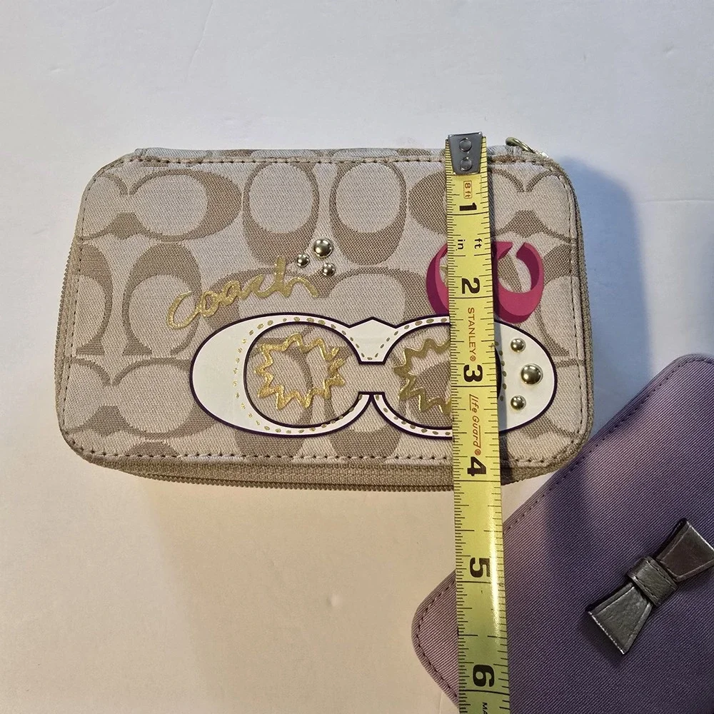 Vintage 90s Y2K Coach Travel Jewelry Box Signature C Lavender Lining Sections